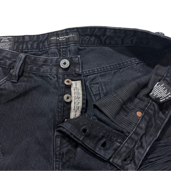 Cult of Individuality Rebel Short Men Black Wash Jean Shorts Sz 38 Rigid Denim - Picture 6 of 13
